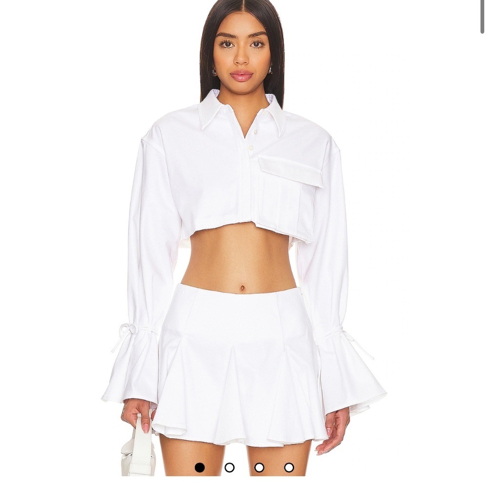 Camila Coelho Luz Cropped Shirt in White size XS
